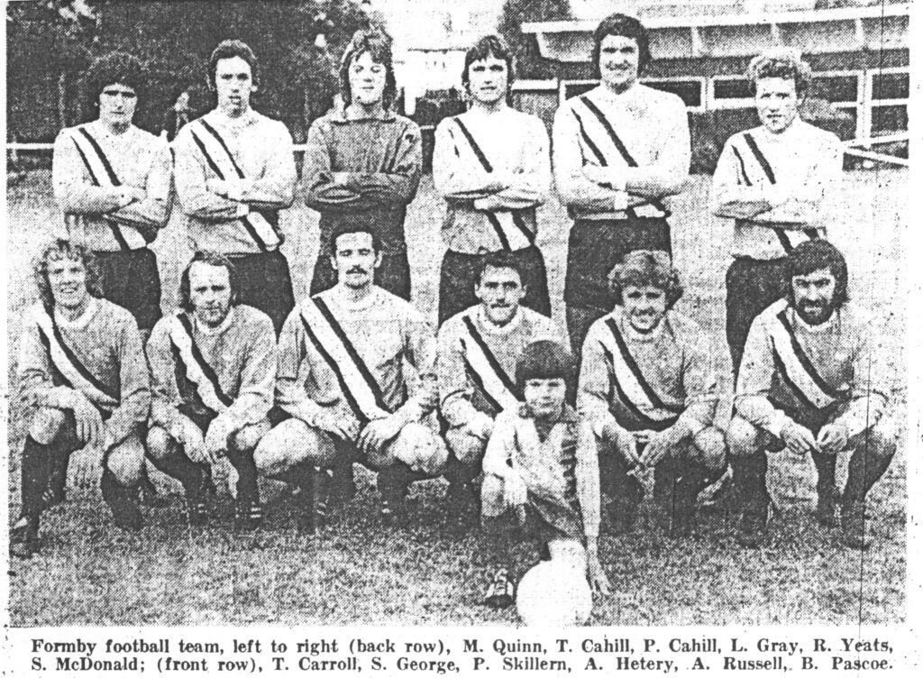 Ron Yeats towers over the back row of the Formby FC squad at the start of the 1977/78 season